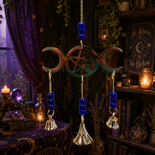 BRASS BELL CHIMES - TRIPLE MOON - 26CM