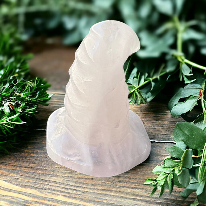 CARVINGS || ROSE QUARTZ WITCHES HAT
