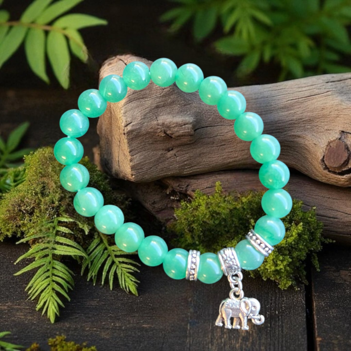 BRACELET || GREEN AVENTURINE - ELEPHANT CHARM