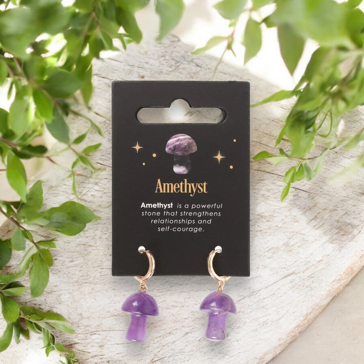 EARRINGS || AMETHYST MINI MUSHROOMS