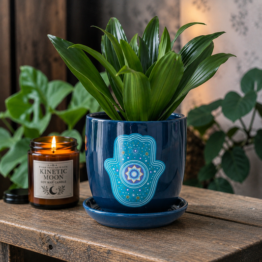 POTS || HAMSA HAND CERAMIC PLANT POT