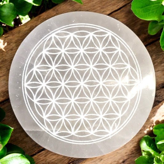 CHARGING PLATE || SELENITE - FLOWER OF LIFE
