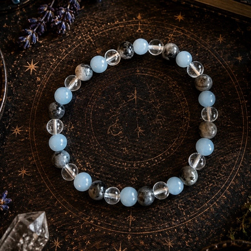 BRACELET || ANGELITE, LABRADORITE & CLEAR QUARTZ