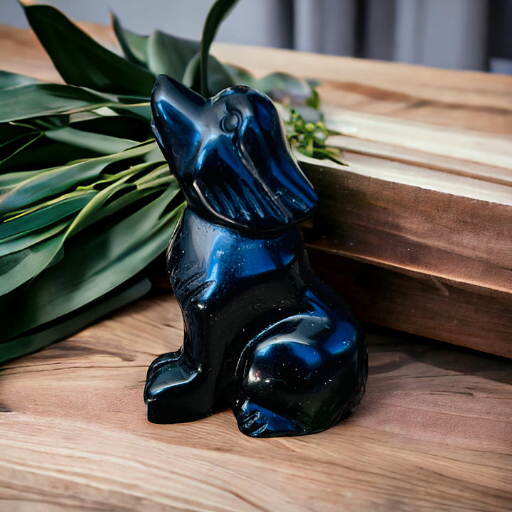 CARVINGS || BLACK OBSIDIAN WOLF