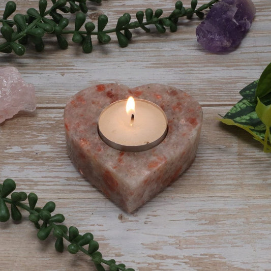 CANDLE HOLDER || SUNSTONE HEART TEA LIGHT HOLDER