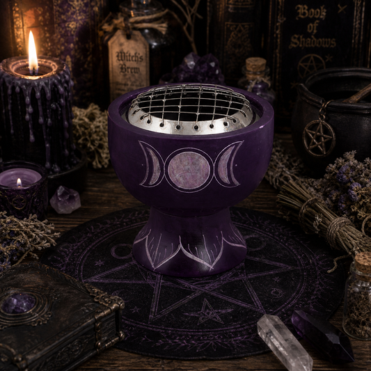 SMUDGE BURNER || TRIPLE MOON INCENSE SMUDGE BURNER