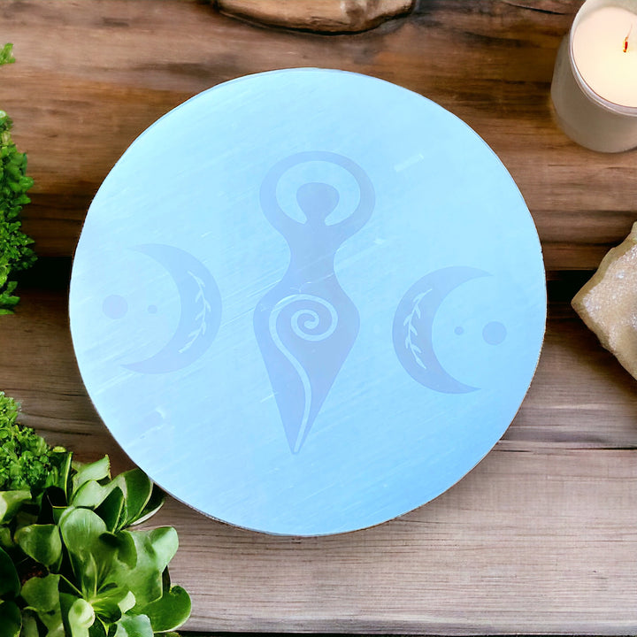 CHARGING PLATE || SELENITE - TRIPLE MOON GODDESS