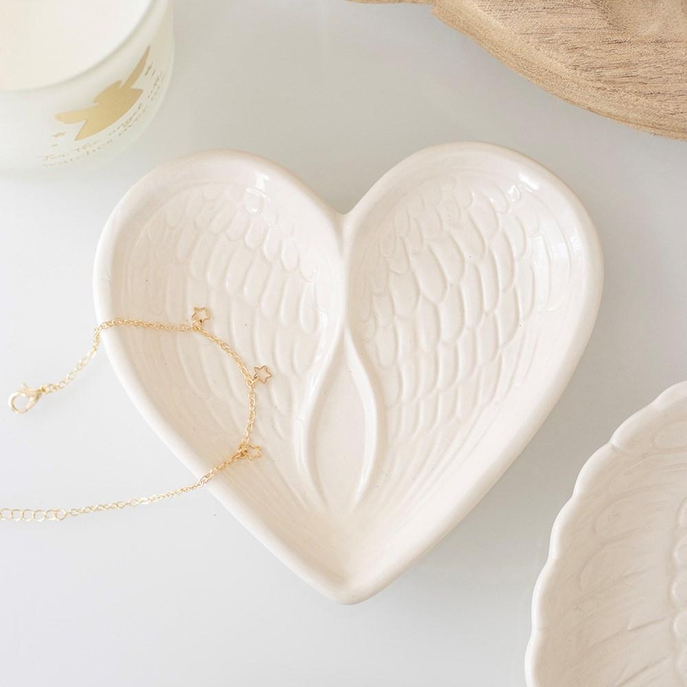 BOWLS || ANGEL WINGS HEART TRINKET DISH