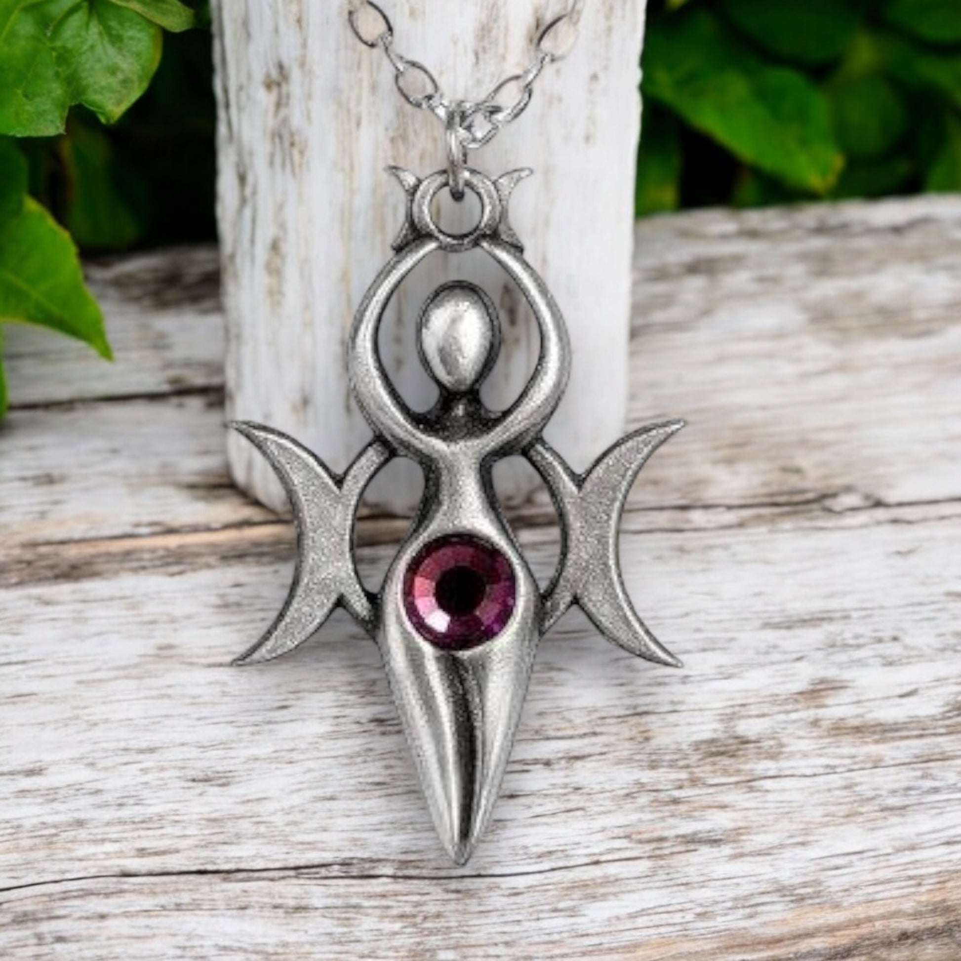 NECKLACE || TRIPLE MOON GODDESS PEWTER PENDANT