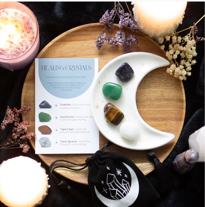 CRYSTAL KIT || ABUNDANCE (WITH MOON TRINKET BOWL)