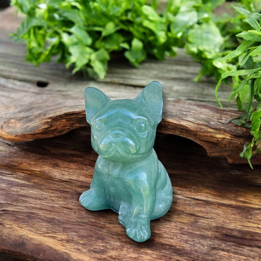 CARVINGS || GREEN AVENTURINE DOG