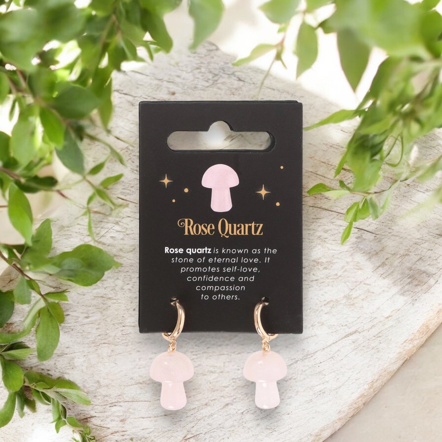 EARRINGS || ROSE QUARTZ MINI MUSHROOMS