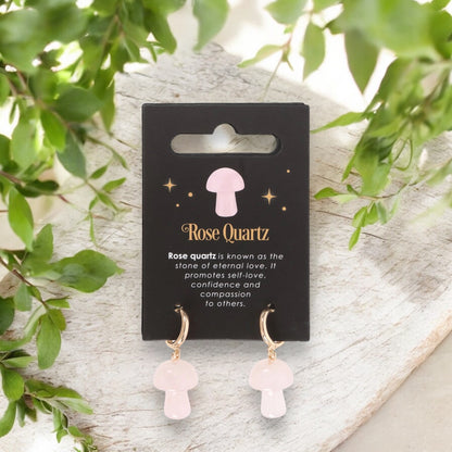 EARRINGS || ROSE QUARTZ MINI MUSHROOMS