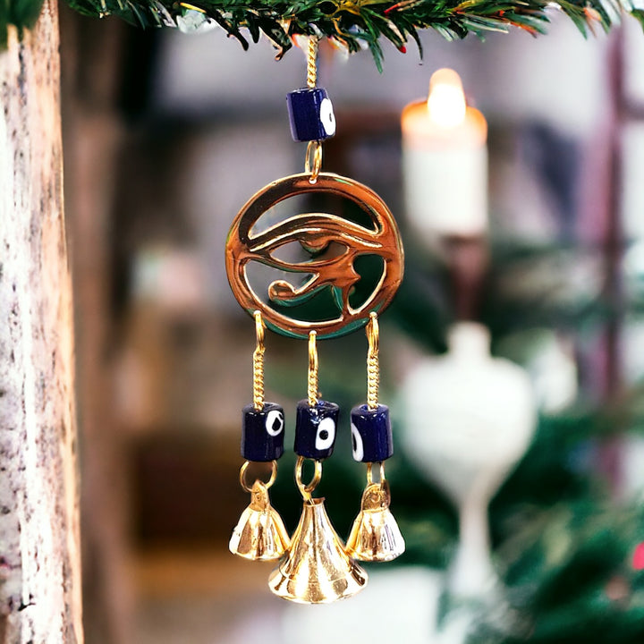 BRASS BELL CHIMES - EYE OF HORUS - 25CM