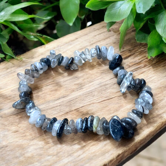CHIP BRACELET || BLACK TOURMALINATED QUARTZ