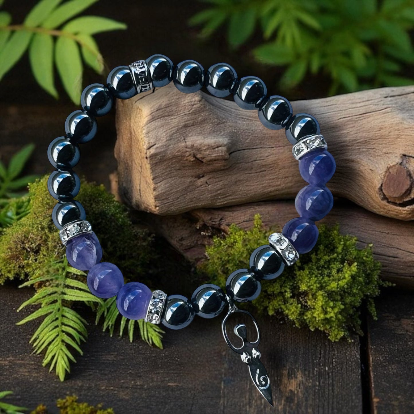 BRACELET || HEMATITE & AMETHYST GODDESS