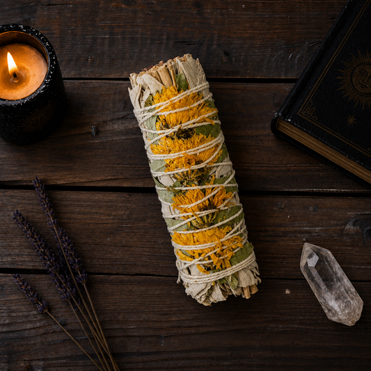 SMUDGE STICK || WHITE SAGE WITH SUNFLOWERS