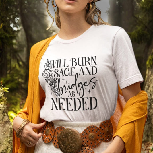 T-SHIRT | BURN SAGE & BRIDGES - (BLACK WRITING)
