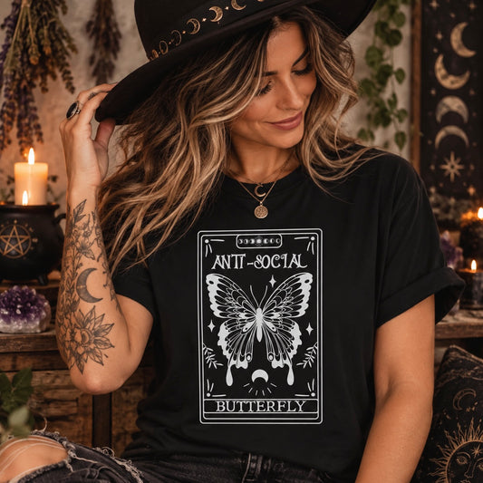T-SHIRT | ANTI-SOCIAL BUTTERFLY TAROT (WHITE WRITING)