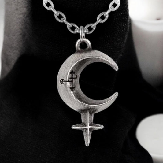 PENDANT || LILITH MOON PEWTER NECKLACE