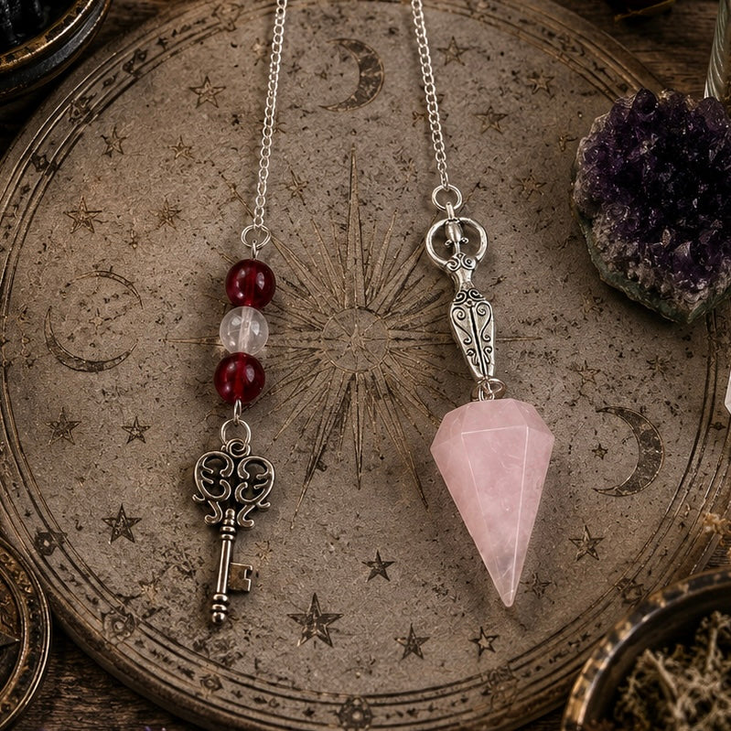 PENDULUMS || ROSE QUARTZ & GARNET GODDESS