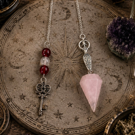 PENDULUMS || ROSE QUARTZ & GARNET GODDESS