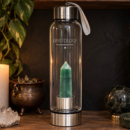 CRYSTAL WATER BOTTLES || GREEN AVENTURINE POINT