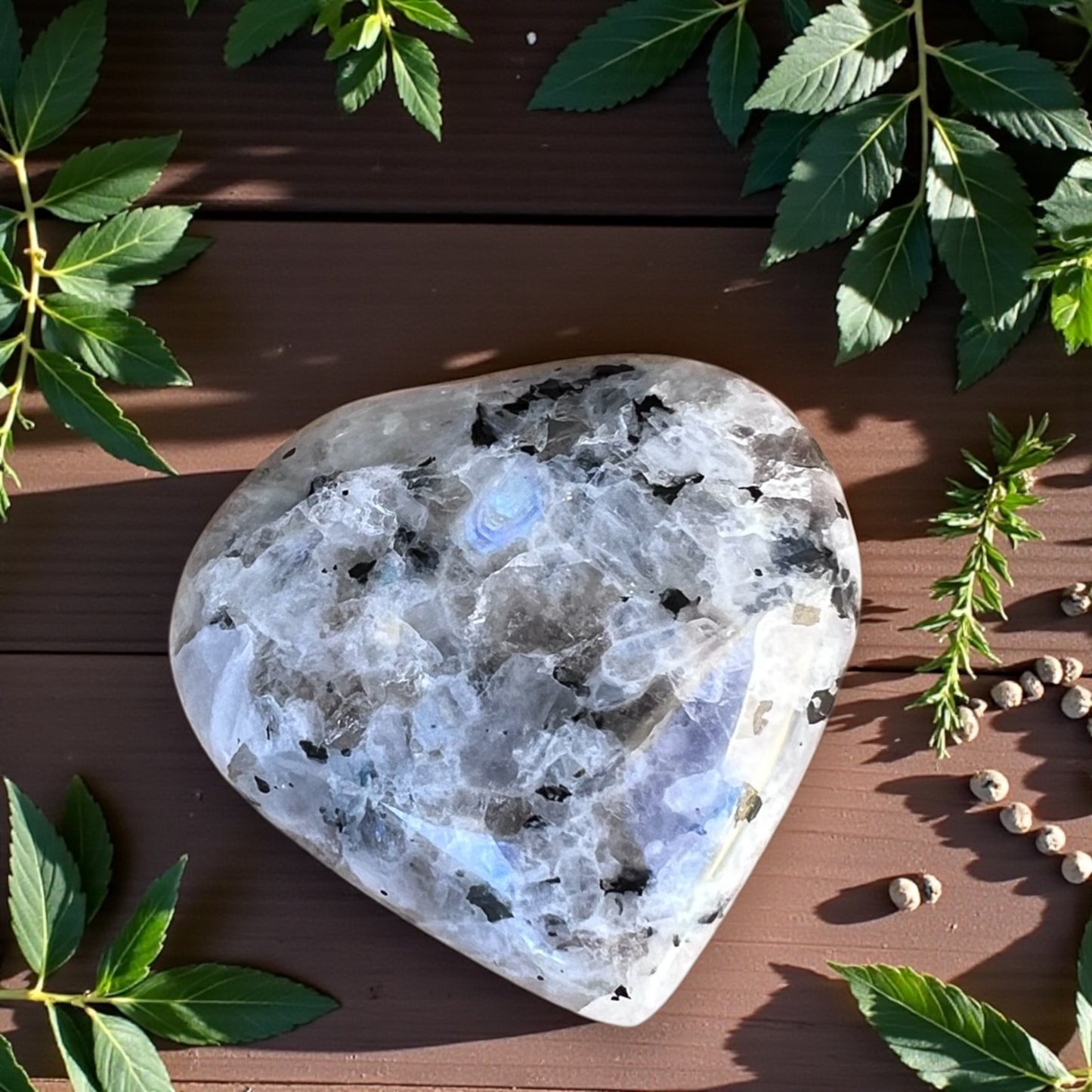 CARVINGS || RAINBOW MOONSTONE HEART
