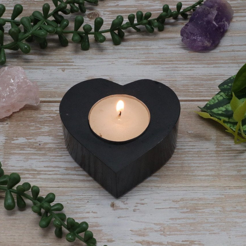 CANDLE HOLDER || TOURMALINE HEART TEA LIGHT HOLDER