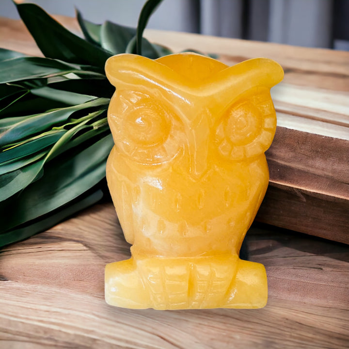 CARVINGS || ORANGE CALCITE OWL