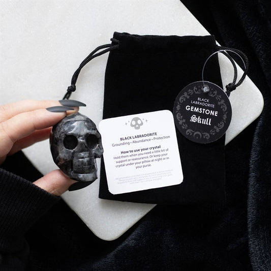 CARVINGS || BLACK LABRADORITE SKULL