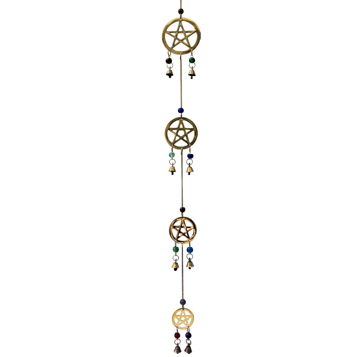 BRASS BELL CHIMES || PENTACLE - 75CM