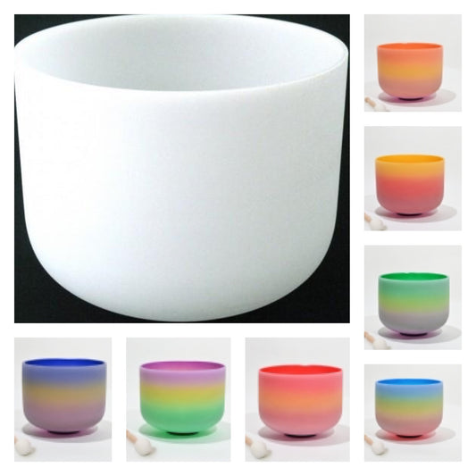 SINGING BOWLS || QUARTZ CRYSTAL COLOURED - RAINBOW - 8"