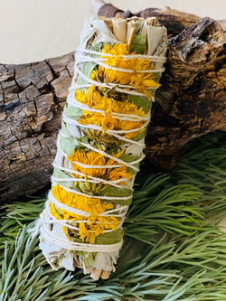 SMUDGE STICK || WHITE SAGE WITH SUNFLOWERS - SMALL