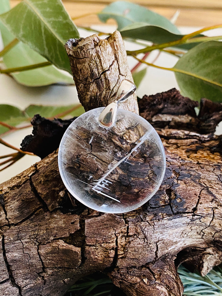 SELENITE MOON PENDANT - 925 STERLING SILVER