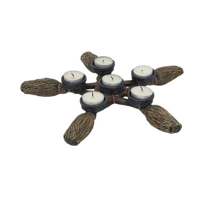 CANDLE HOLDER || BROOMSTICK PENTAGRAM TEA LIGHT