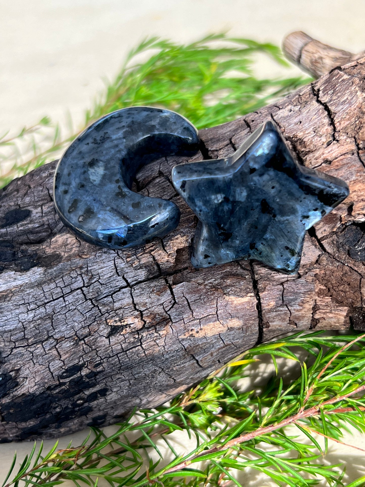 CARVINGS || LARVIKITE STAR & MOON