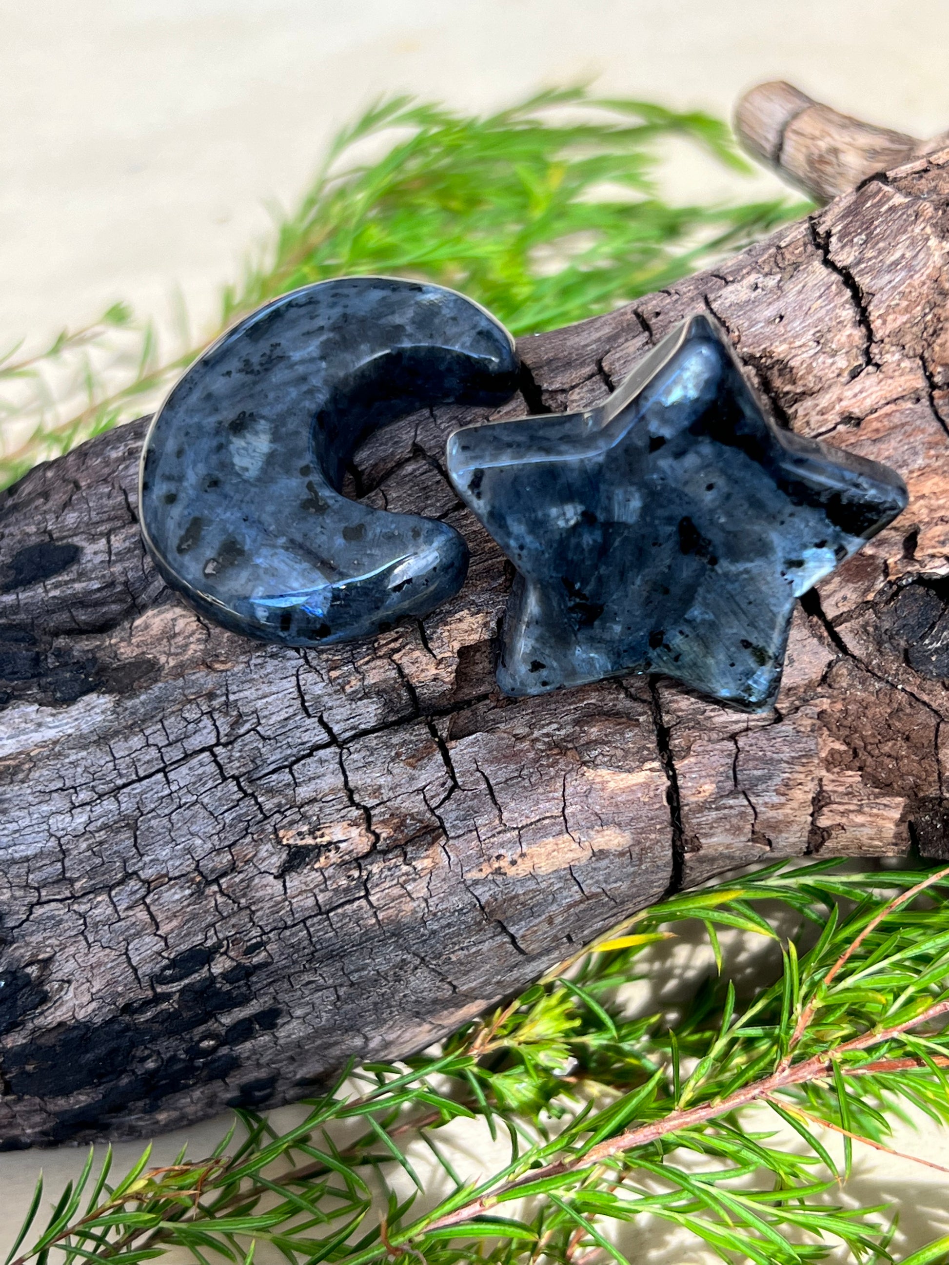 CARVINGS || LARVIKITE STAR & MOON