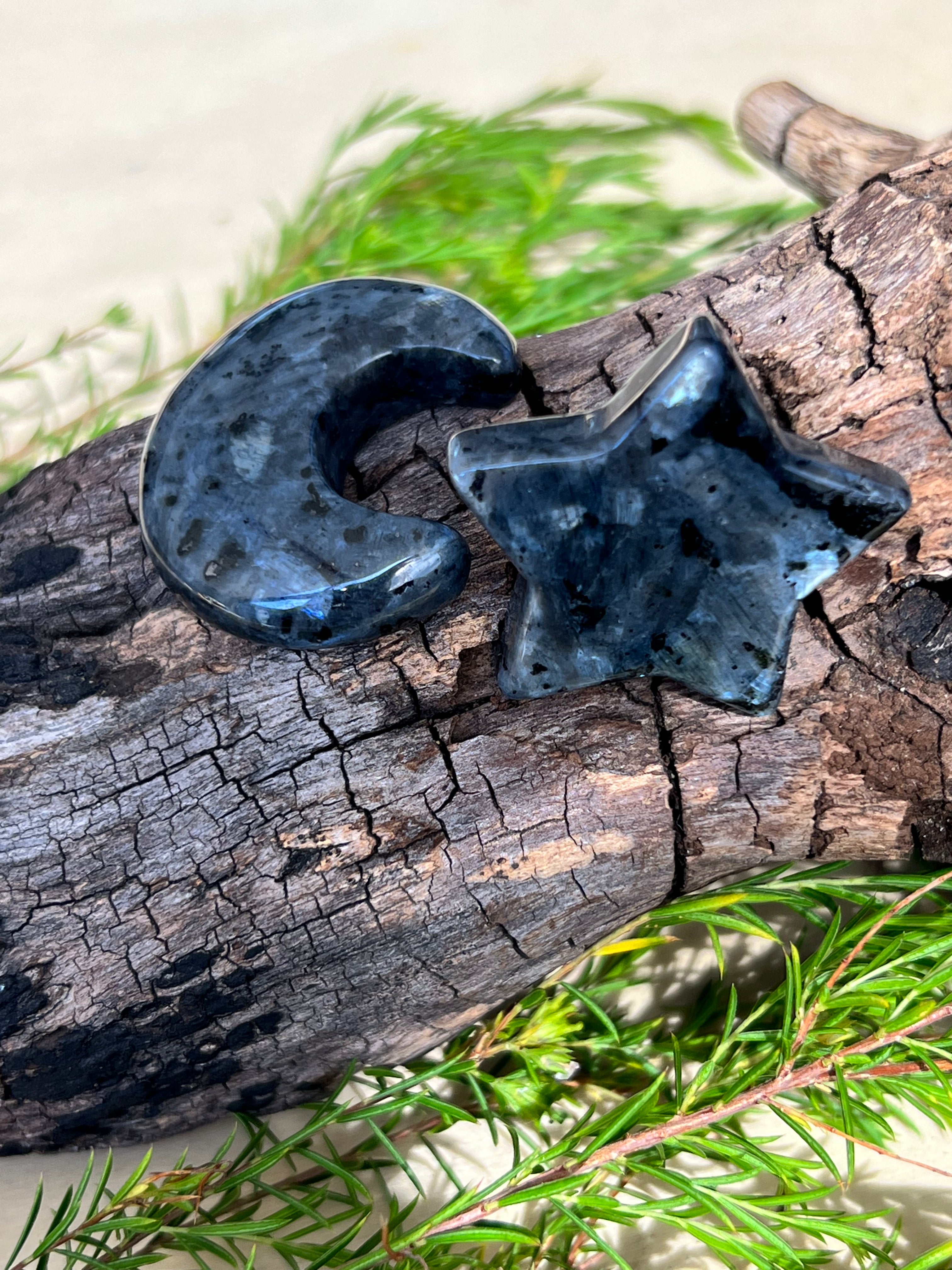 CARVINGS || LARVIKITE STAR & MOON