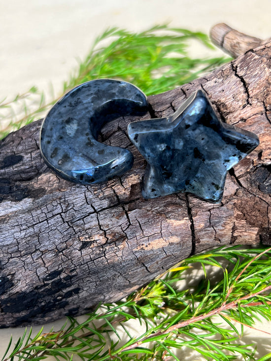 CARVINGS || LARVIKITE STAR & MOON
