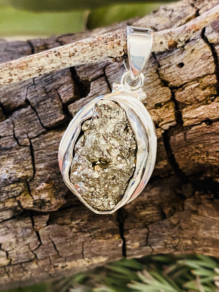 PYRITE DRUZY PENDANT - 925 STERLING SILVER