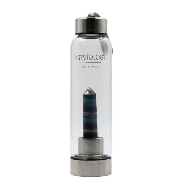 CRYSTAL WATER BOTTLES || RAINBOW FLUORITE POINT