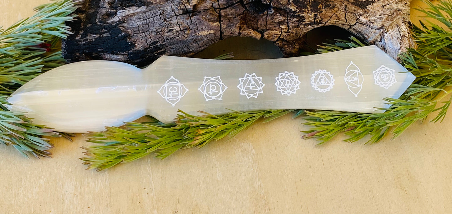 CARVINGS || SELENITE CHAKRA DAGGER