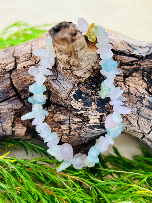 CHIP BRACELET || AQUAMARINE, MORGANITE & HIDDENITE