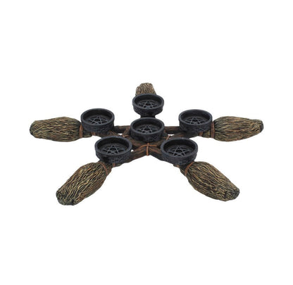 CANDLE HOLDER || BROOMSTICK PENTAGRAM TEA LIGHT