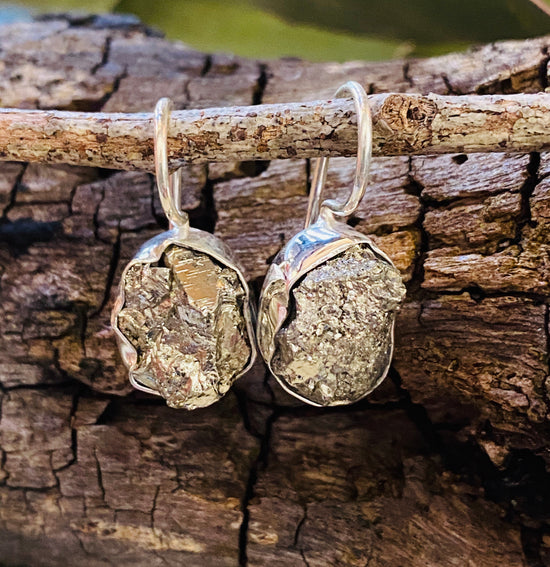 PYRITE DRUZY EARRINGS - 925 STERLING SILVER